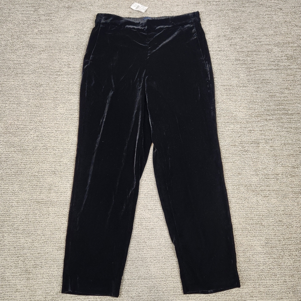 NEW J. Crew Velour Jamie Pant Black Velvet Womens 10 Cropped Ankle Loose Fit